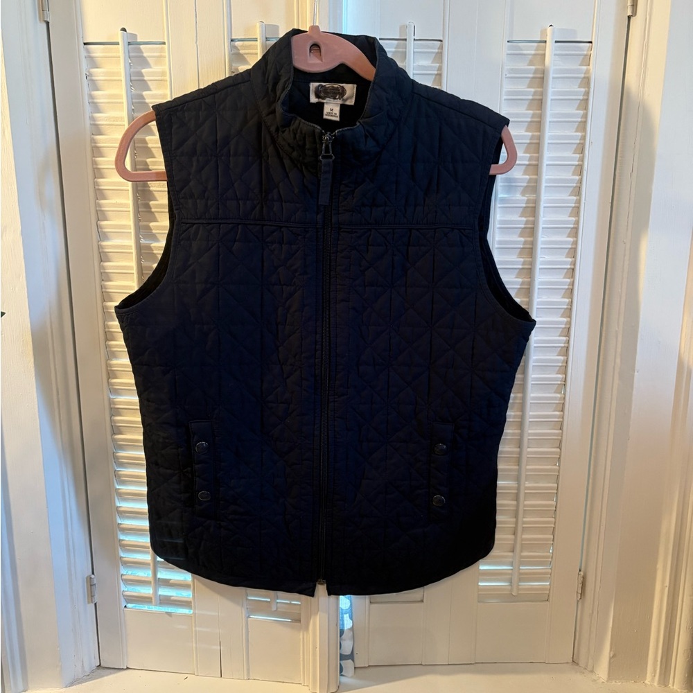 Talbots Vintage Quilted Vest Full Zip Navy Women’s Size Medium